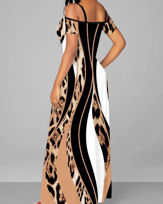 Pocket Leopard Sleeveless Maxi Dress