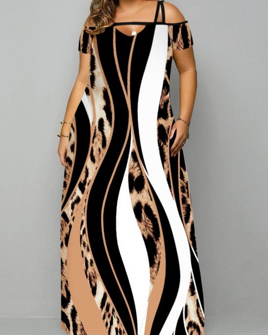 Pocket Leopard Sleeveless Maxi Dress