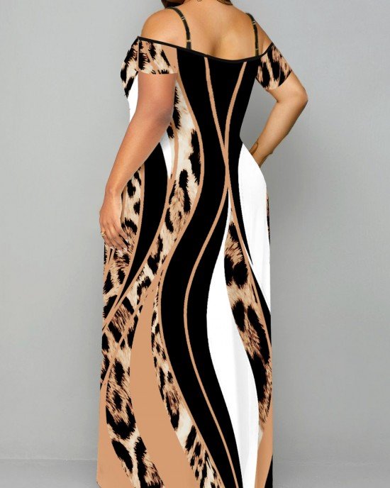 Pocket Leopard Sleeveless Maxi Dress