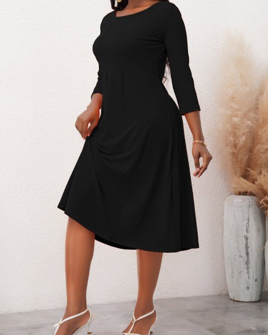 3/4 Sleeve Round Neck Dress