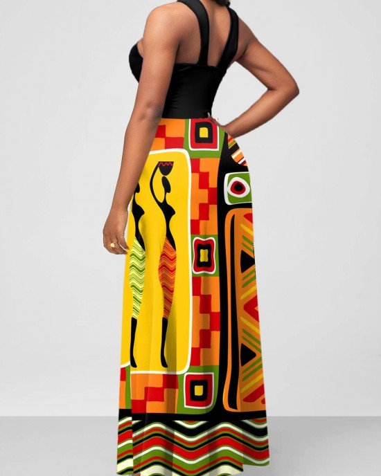 African Tribal Print Multi Color Dress