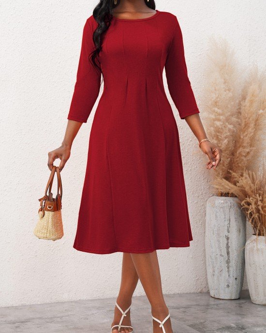 3/4 Sleeve Round Neck Dress