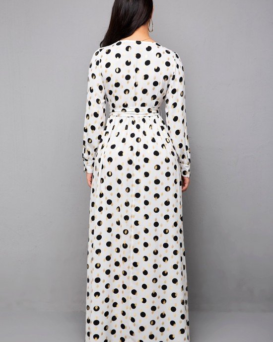 Hot Stamping Polka Dot Belted Dress