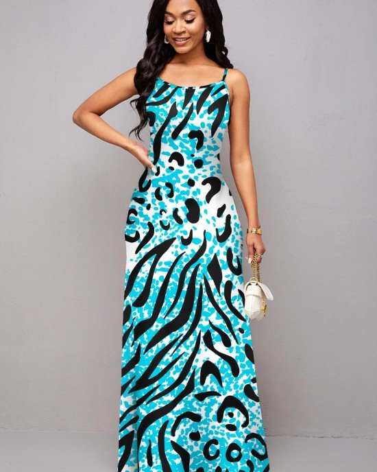 Animal Prints Spaghetti Strap Maxi Dress