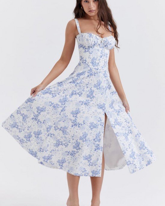 PRINT BUSTIER SUNDRESS