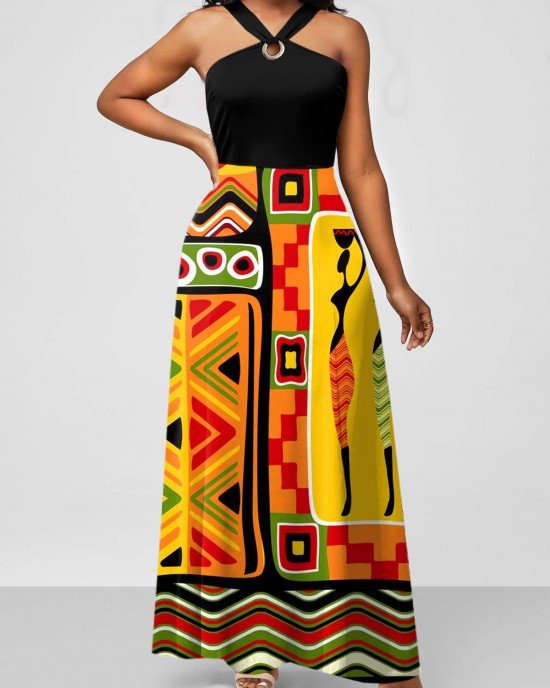 African Tribal Print Multi Color Dress