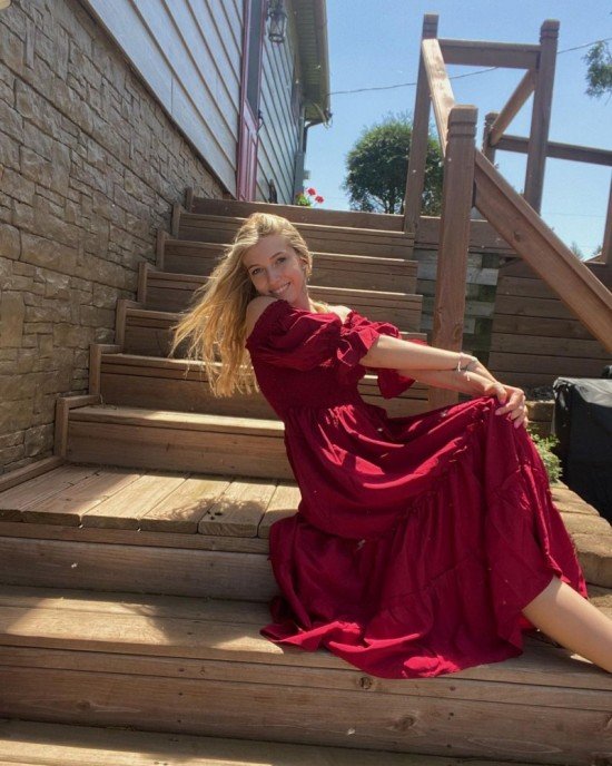 Wine Red Smocked Off Shoulder Valentines Dress