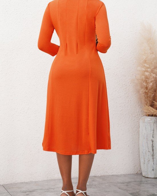 3/4 Sleeve Round Neck Dress