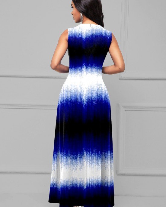 Sleeveless Ombre Round Neck Maxi Dress