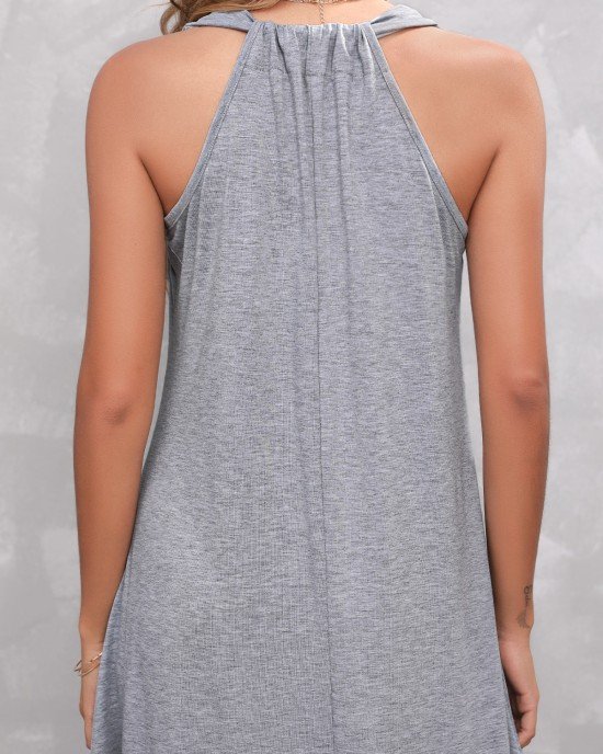 Light Grey Sleeveless Round Neck Dress