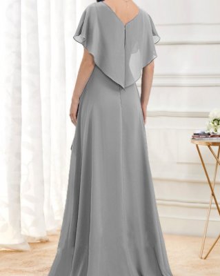 Grey Sequin X Shape V Neck Maxi Dress