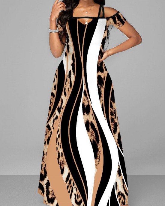 Pocket Leopard Sleeveless Maxi Dress